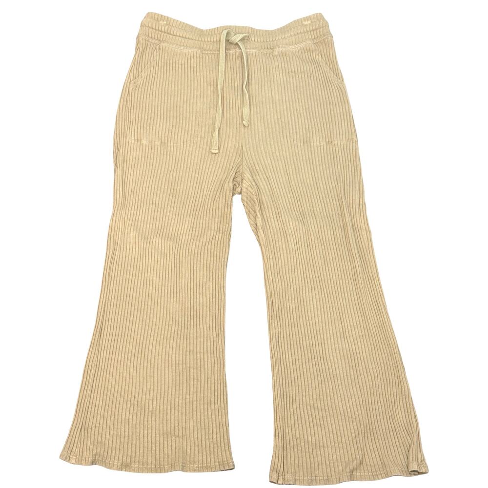 Beyond Yoga Tan Khaki Toffee Free Flow Wide Leg Ribbed Lounge Pants size L